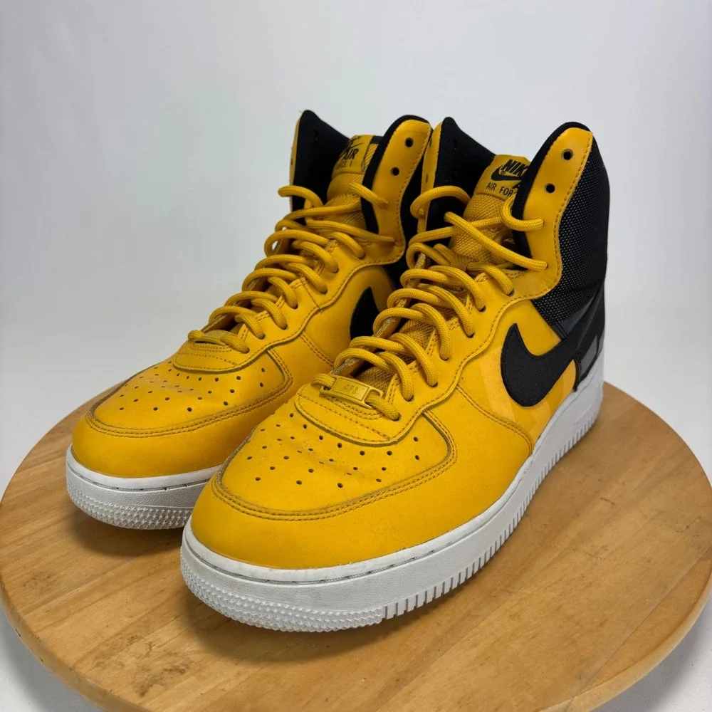 Nike Air Force 1 High Mens 10.5 Yellow Black AV8364-700 University Gold AF1